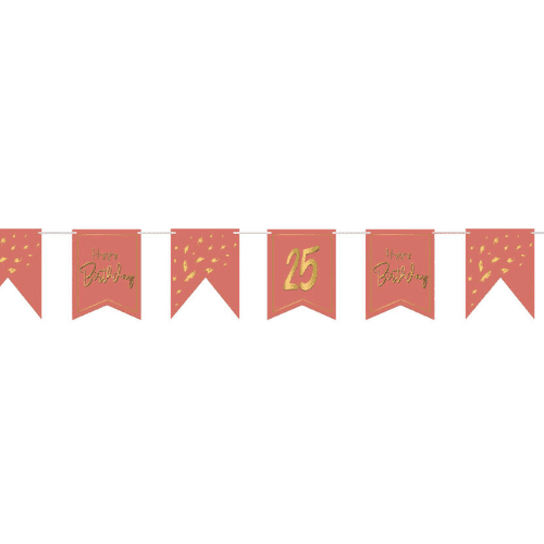 Fødselsdags flagguirlande i støvet rød