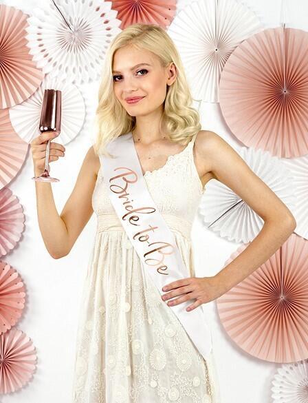 Bride to Be sash i hvid og rosegold