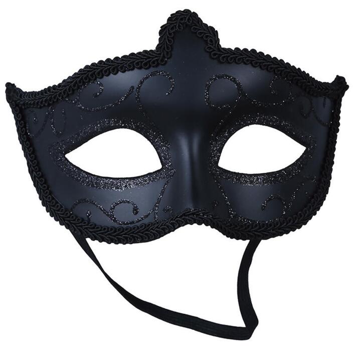 Øjenmaske i matsort med glitter