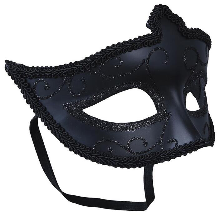 Øjenmaske i matsort med glitter