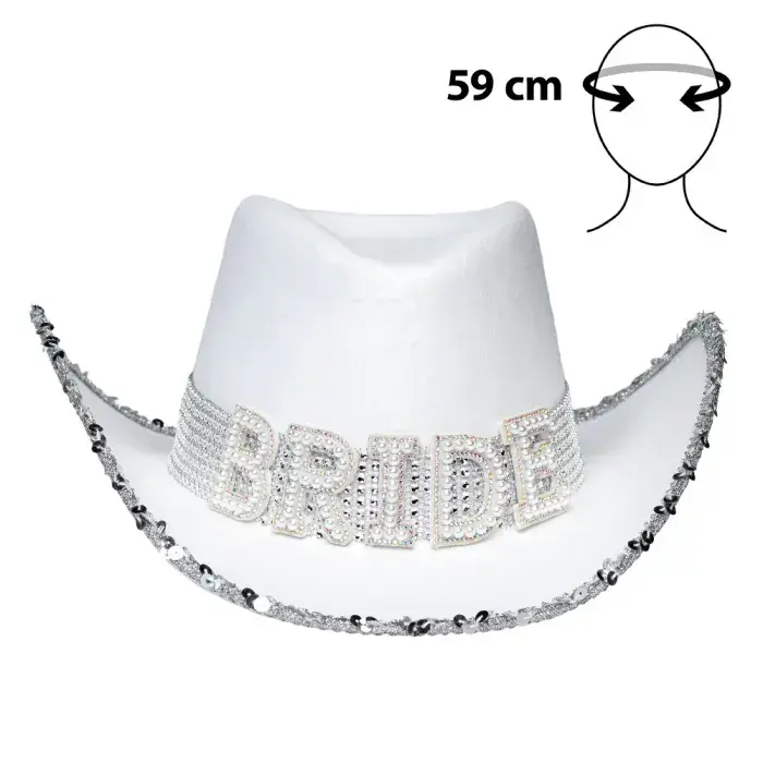 "Bride" cowboy hat med perler