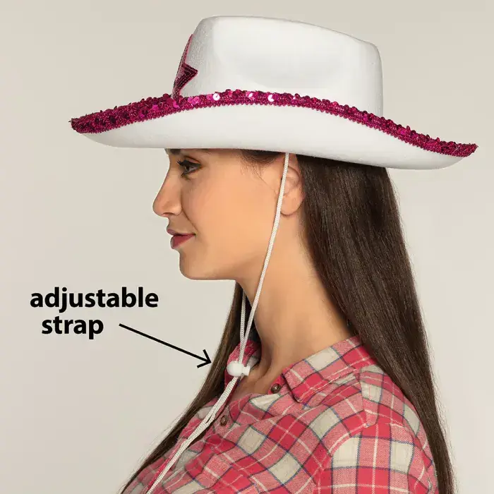 Cowboy hat hvid med pailletstjerne