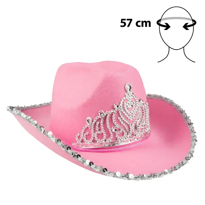 Cowboy hat pink med krone