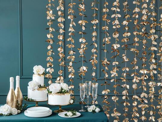 Forhæng Blomster Guld