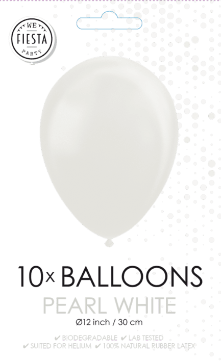 Ballon perlemor Hvid 10 stk.