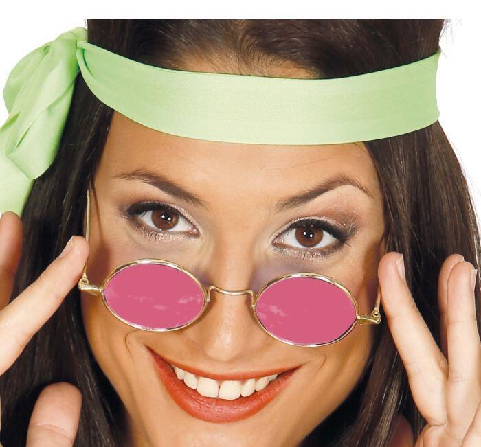 Hippie brille med lyserøde glas