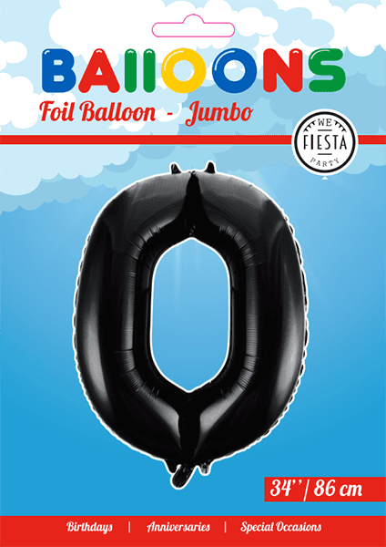 Folieballon 0 - Sort 86 cm