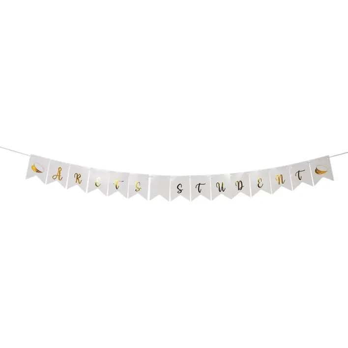 Student banner i hvid og guld