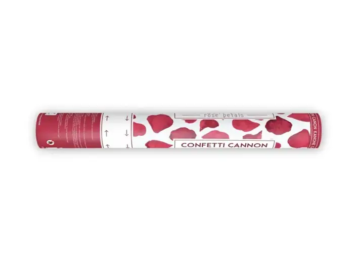 Konfettikanon røde rosenblade - 40 cm