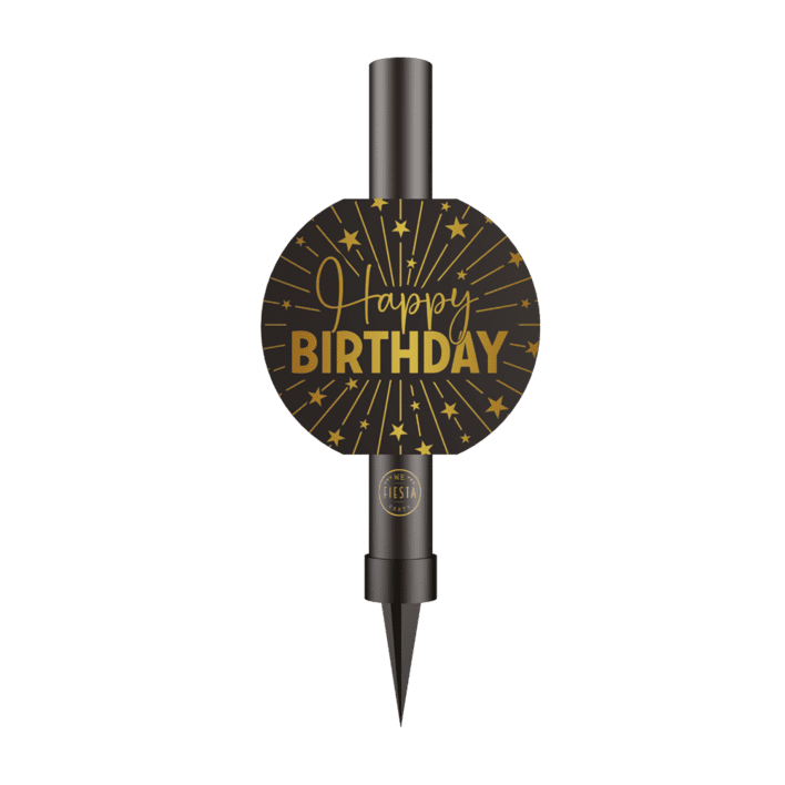 Happy Birthday isfontæne - sort og guld