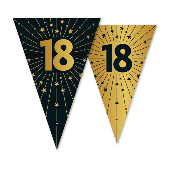 Flagbanner 18år sort/guld
