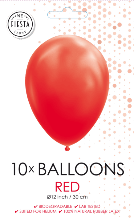 Ballon ø 30 cm, 10 stk. Rød