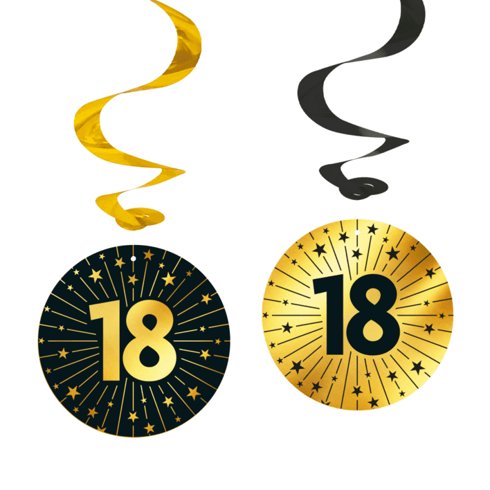 18' Swirls I sort og guld - 4 stk.