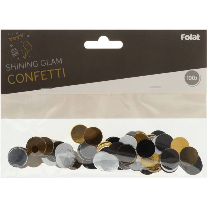 Konfetti Glam - sort/sølv/guld