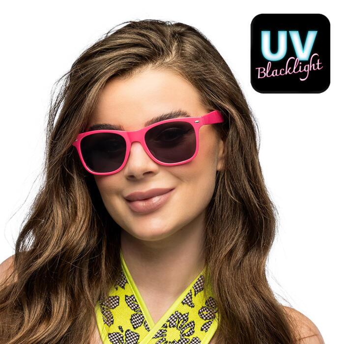 Pink Neon Brille - sort glas