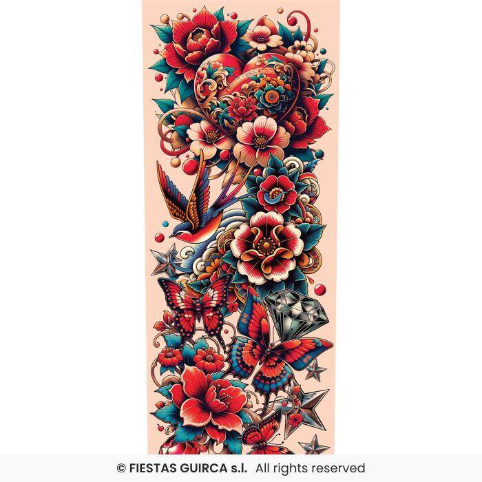 Tattoo ærme - roses and butterflies