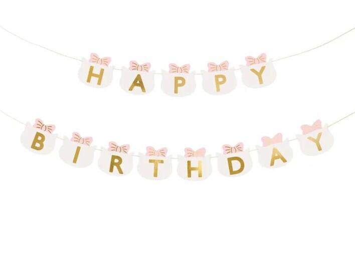 Happy birthday guirlande med kattemotiv
