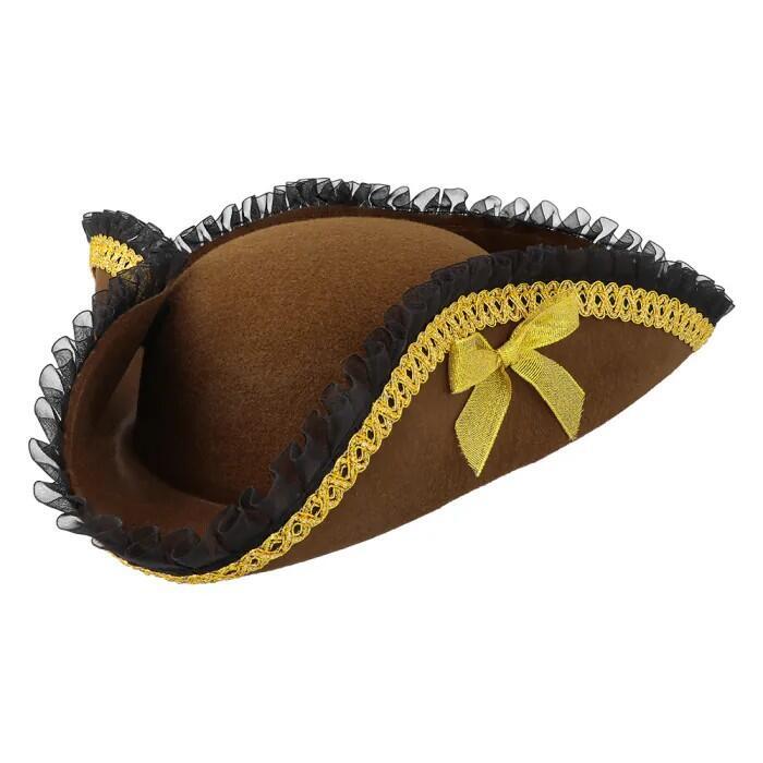 Pirathat tricorn med guldsløjfer