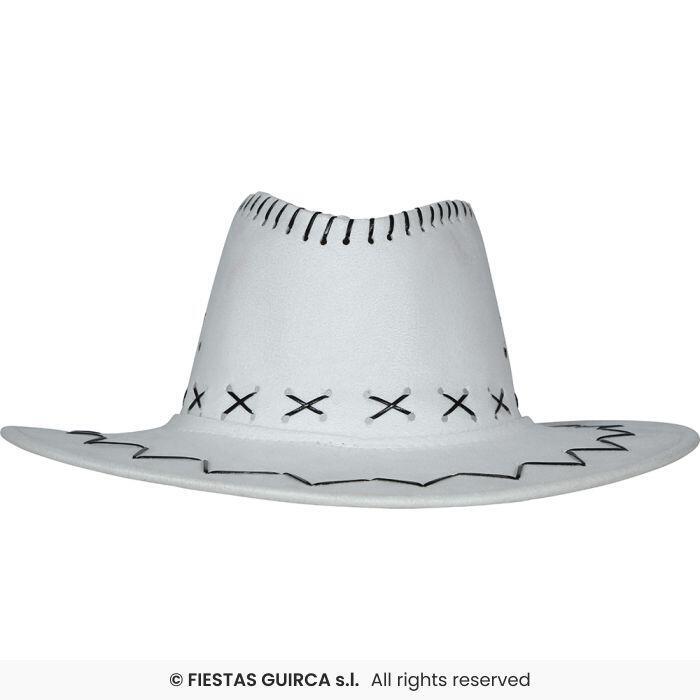 Cowboyhat - Hvid m. syninger