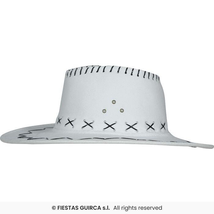Cowboyhat - Hvid m. syninger