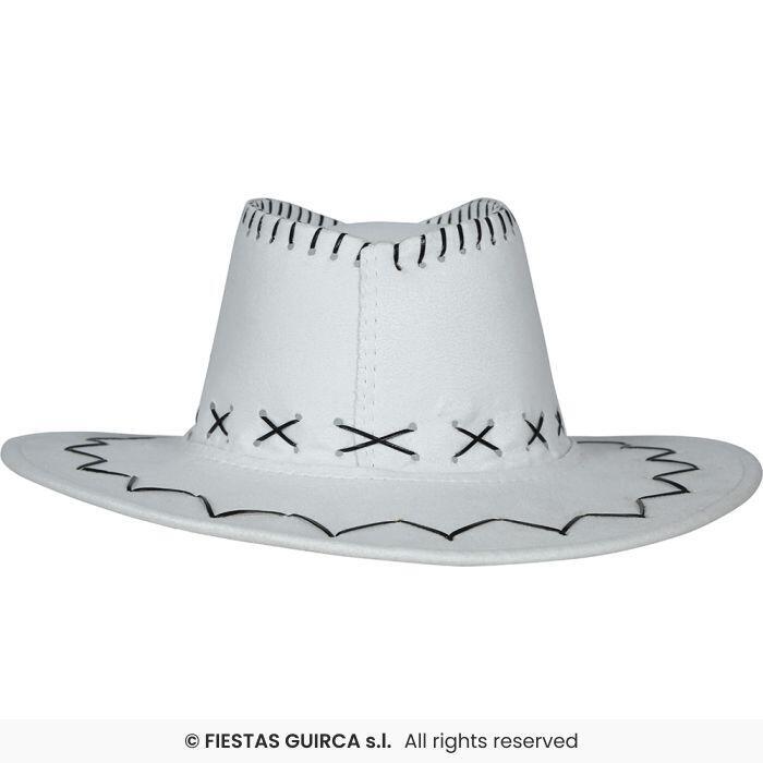 Cowboyhat - Hvid m. syninger