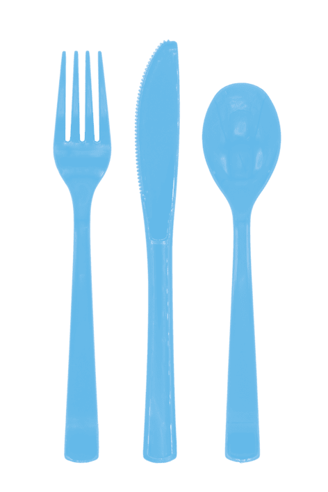 Plastikbestik - Lyseblå 18 stk.