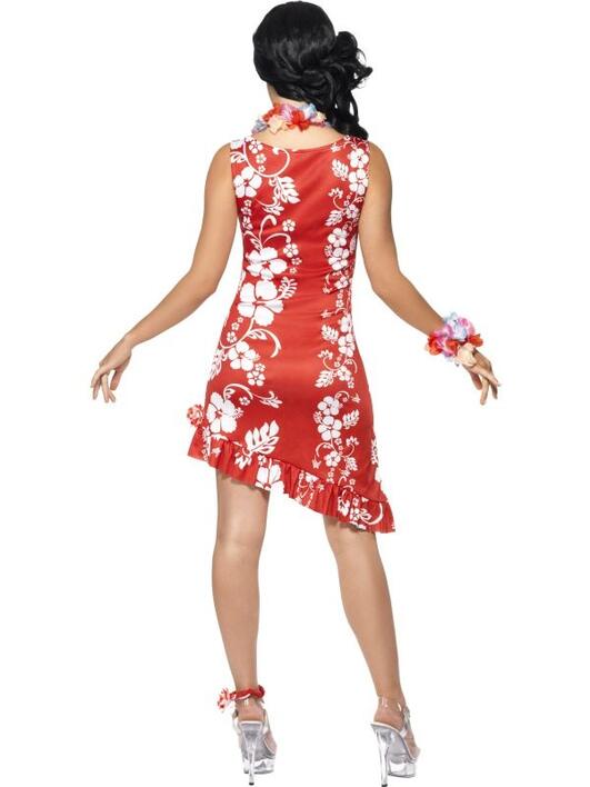 Flot hawaii kjole i rød og hvid til kvinder