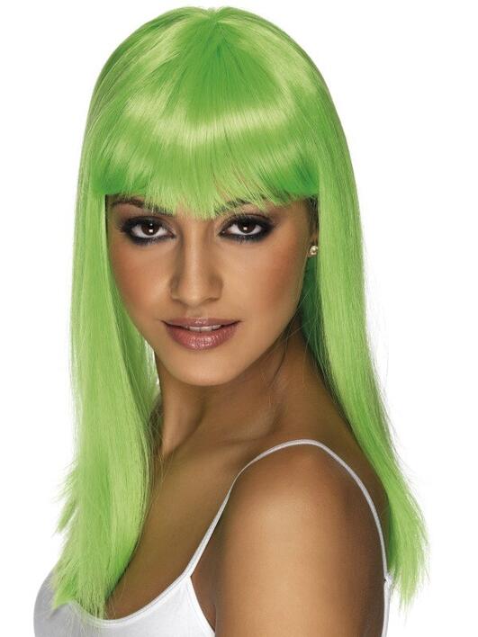 Glamourama paryk neon grøn