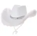 Cowboyhat hvid m fjerkant og palietter
