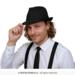 Gangster fedora sort med striber