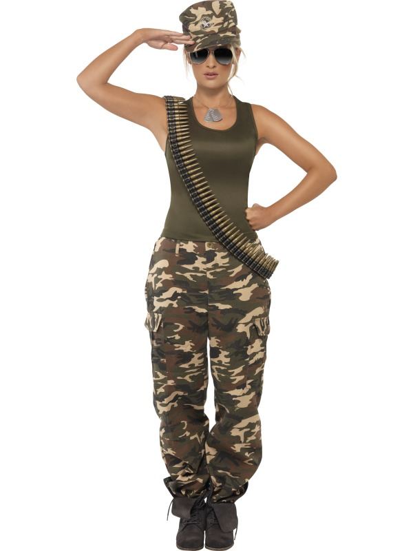Kaki camouflage kostume kvinder - Køb camouflage sminke på gag.dk