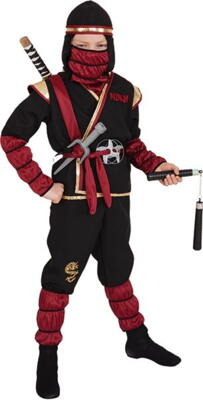 Ninja Børnekostume med Våbensæt deluxe