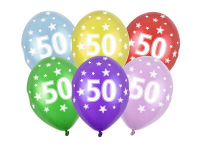 Ballon 50 års fødselsdag metallic mix 6 stk
