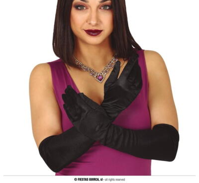 Lange sorte satin handsker