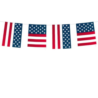 USA flag guirlande i plast, 10 mtr