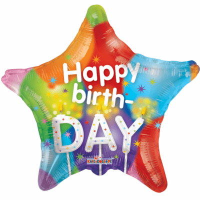 Folieballon Happy Birthday Stjerne Multi 46 cm