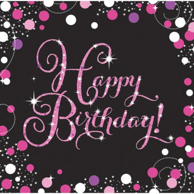 Happy Birthday Servietter pink