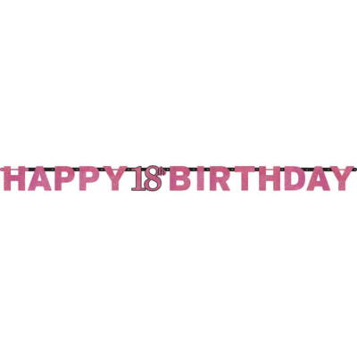 18 år Happy Birthday tekstbanner i Sparkling pink