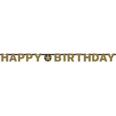 Happy Birthday Tekstbanner i guld-sort