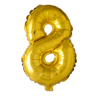 Folieballon 8 - Guld 41 cm