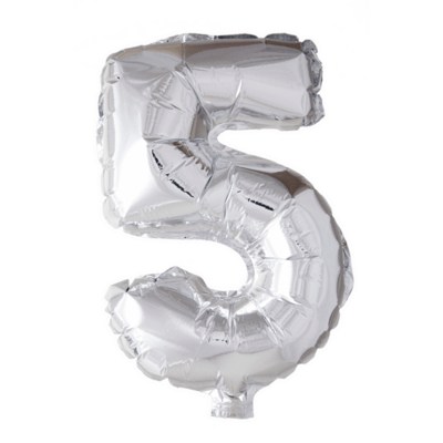 Folieballon 5 - Sølv 41 cm