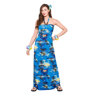Hawaii kjole BLUE PALM