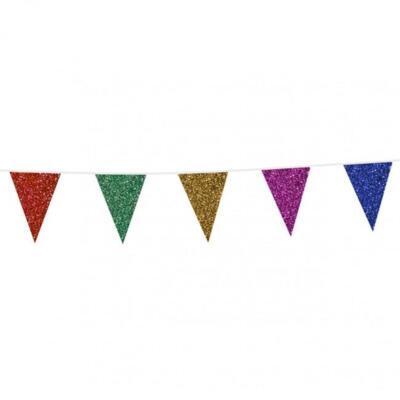Flagbanner 6M.  med Multifarvet glitterflag