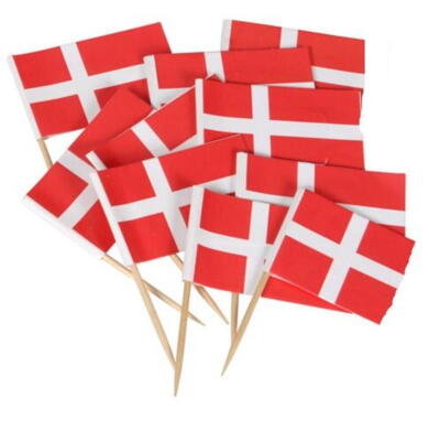 Danske kageflag m. træpind 50 stk