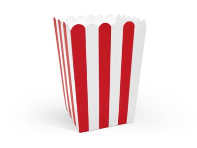 Popcorn bæger Rød-Hvid, 6 stk.