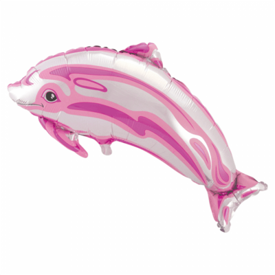 Folieballon Delfin i rosa og sølvfarve