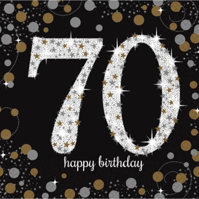 70 år Servietter - Sparkling gold