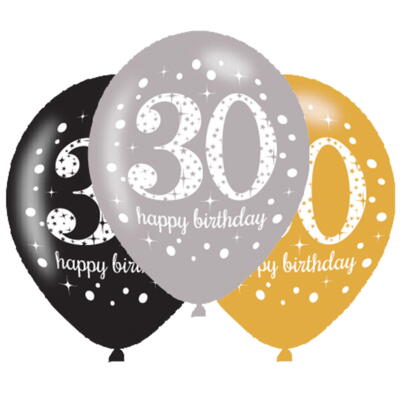 30 Happy Birthday balloner Sparkling gold