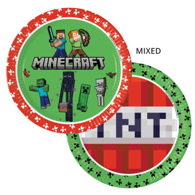Minecraft paptallerken 8 stk