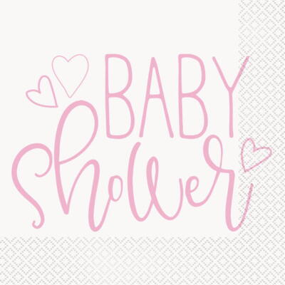 Babyshower lyserød servietter